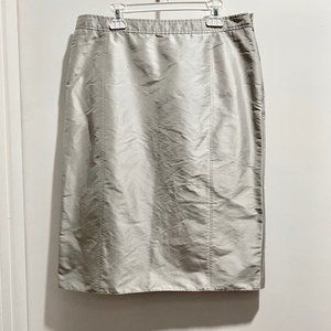 (7) Armani Collezioni Minimalist Basic Silver Silk High Rise Column Pencil Skir…